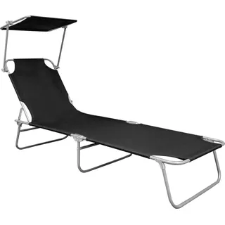 vidaXL Klappliege mit Sonnendach Schwarz Aluminium - Schwarz