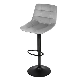 Barhocker - Höhenverstellbar Drehbar - Gepolsterter Veloursbezug - Metallgestell - Modern Minimalistisch - Für Kücheninsel & Tresen - Hellgrau - Hellgrau