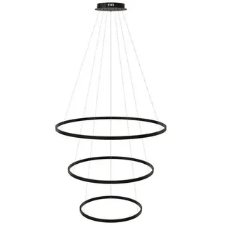 s.luce Led-Hängelampe 3er Ring Schwarz Ø 100 | 80 | 60cm , Metall , Rund , LED integrated , F , 100x3.3x1.3 cm , Lampen & Leuchten, Innenbeleuchtung, Hängeleuchten, Pendelleuchten