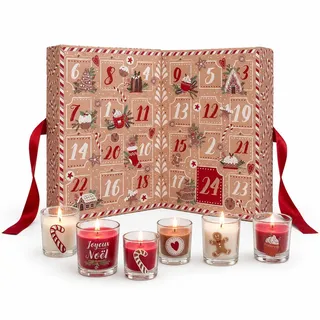 r Adventskalender mit 24 Duftkerzen – Aufklappbarer Weihnachts-Adventskalender für Erwachsene – Weihnachtsgeschenk – Rot - Rot