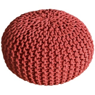 Pouf Ø 45 cm Sitzpouf Sitzpuff Grobstrick-Optik Pouf Strick Bodenkissen Höhe 30 cm Terracotta Strickhocker