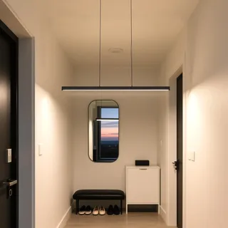 YUENFONG LED Pendelleuchte Moderne Hängelampe Esstisch Linear Design Hängeleuchte mit Fernbedienung, Kücheninsel Leuchten Pendellampe Kronleuchter Esszimmerlampe Hängend (48W, Warmweiß) - Weiß