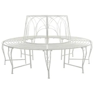 vidaXL Baumbank 8-Sitzanzahl Ø 160 x 89 cm Stahl Antik Weiß Rund - Weiß