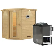 Bild von Sauna Svea Eckeinstieg, 9 kW Bio-Kombiofen inkl. Steuergerät inkl. gratis Zubehörpaket