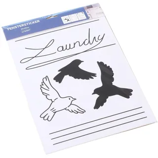 BOLTZE Fensterbild Washy (Farbe Schwarz, Bildmotiv Text+Vogel, auf Englischer Sprache, HxL 45 x 30 cm, Selbstklebend, Fensterdeko, Fenstersticker) 2056642