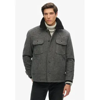 Superdry Merchant Wool Chore Jacke - Charcoal Herringbone - L