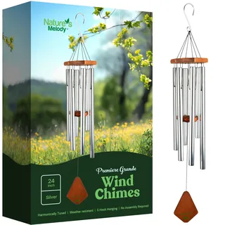 Art Bizniz Windspiel 60 cm Aluminium/Holz Silber