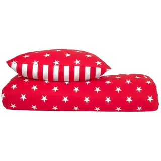 SCHIESSER Sterne Feinbiber Rot 155 x 220 cm + 80 x 80 cm