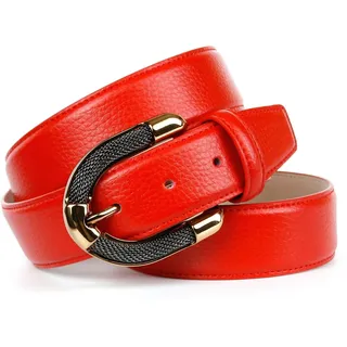 Anthoni Crown Ledergürtel mit aufwendiger goldfarbener Schmuck-Schließe, rot