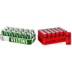 VELTINS Pilsener, EINWEG (18 x 0.33 l Dose) & Coca-Cola Zero Sugar/Koffeinhaltiges Erfrischungsgetränk in stylischen Dosen mit originalem Coca-Cola Geschmack / 330 ml (24er Pack)