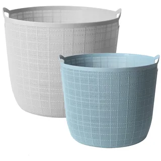 Wäschekorb, Satz von 2 Wäschekorb Kunststoff Wäschekörbe Wäschekorb mit Easy Carry Griffe Home Organisation für Waschküche, Schlafzimmer,Bad
