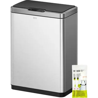 EKO Sensor Mülleimer 2 Fächer, 2 x 20L, elektrischer Recycling-Mülleimer | 2 Kunststoff-Inneneimer, Soft-Close, fingerabdruckfreier Edelstahl, Automatischer Küchen-Abfalleimer mit Probemüllbeuteln