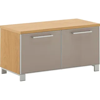 Novel Garderobenbank , Taupe, Eichefarben , Holz, Glas , Eiche , furniert , 84x45x37 cm , Goldenes M, Made in Germany, DGM-Klimapakt , Typenauswahl , Holzmöbel, Sitzgelegenheiten Holz, Holzbänke, Garderobenbänke Holz
