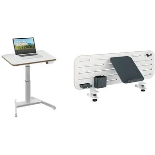 Leitz Ergo Set Elektrischer Sitz-/Steh-Schreibtisch & Pegboard Schreibtisch-Organizer mit Laptop-Halterung & Zubehör, Höhenverstellbares Stehpult, Belastbar bis 80 kg, 80 x 60 cm, 65340001 + 65490000