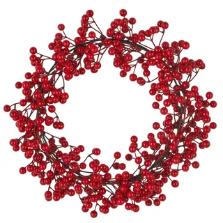 Dekokranz "Künstlicher X-Mas / Weihnachtskranz", rot, H:8cm Ø:30cm, Kunststoff, LEGER HOME BY LENA GERCKE, Dekokränze, Dekokranz, vielseitig einsetzbare Weihnachtsdeko, mit zahlreichen Beeren