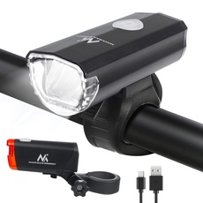 Maclean MCE312 LED Fahrradlicht Set LED-Fahrradbeleuchtung Frontlicht Rücklicht 2 Beleuchtungsmodi 30Lux StVZO Zugelassen