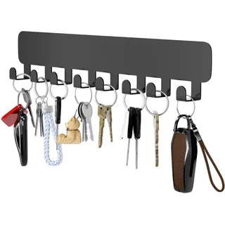pickpiff Schlüsselbrett mit 8Haken, Schlüssel Organizer Wand Schwarz, Schlüsselhalter für Wandhaken Dekor, key holder
