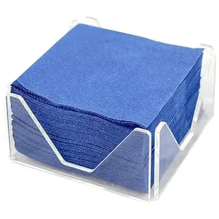 Hostelnovo Serviettenhalter aus transparentem Plexiglas, 10 x 10 cm, mit 50 blauen Servietten