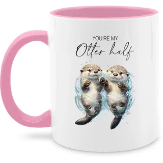 Tasse Tassen 325ml - You are my otter half I Otter Geschenk Pärchen Geschenke Valentinstag Paar Geschenk für Pärchen Weinachten I Jahrestagsgeschenk Paar Geschenke Liebe - 325 ml - Rosa