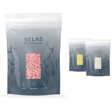 Enthaarungswachsperlen 1kg SELAS. Zur Auswahl, für alle Bereiche und Hauttypen, besonders empfindliche. (Hagebutte)