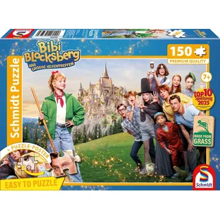 Schmidt Spiele 56593 Das große Hexentreffen, 150 Teile Kinderpuzzle aus Graspappe, Grün, Lila