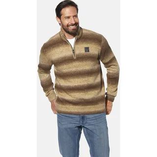 Rundhalspullover JAN VANDERSTORM "Pullover AKSELSTAD", Herren, Gr. 3XL, grün (braun gestreift), Obermaterial: 51% Polyacryl PAN. 40% Polyamid ECONYL PA ECONYL. 9% Wolle mw., Pullover Rundhalspullover