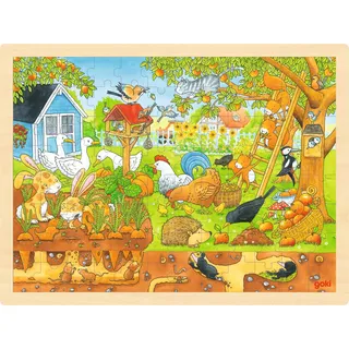 GoKi 57743 Einlegepuzzle "Unser Garten" aus Holz, 96-teilig