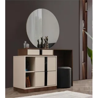 Schminktisch Kosmetiktisch Frisiertisch Frisierkommode Beige Spiegel - Beige