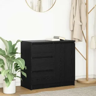 vidaXL Sideboard mit Schublade Schwarz Eichen-Optik 71x35x65 cm - Schwarz