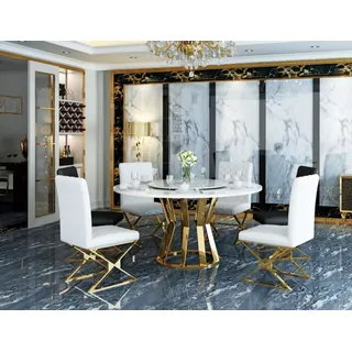 Runder Essttisch Tisch 130cm Metall Rund Konferenz Moderne Tische Edelstahl Neu - Weiß