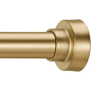 YNL Duschvorhangstange 86,4-213,4 cm (34-82 Zoll), mit 12 Duschvorhangringen, verstellbare goldene Duschstange ohne Bohren, rutschfest, rostet nicht, Edelstahl, geeignet für Badezimmerfenster,