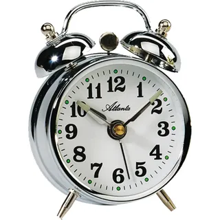 Atlanta 1068/19 Mechanischer Wecker Glockenwecker Doppelglockenwecker silbern - Silber