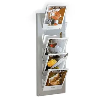 Kerkmann Wandprospekthalter NovaX, 5 x A4, Acryl (PMMA)|Metall, silber