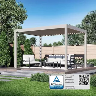 Weide Deluxe Voll-Alu Pergola 3 X 4 M Ivory Sand Lamellendach