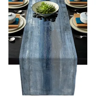 AILUER TR001 Tischläufer, Moderne Kunst, Bauernhaus, Leinen, Tischläufer, Kommode, Schals, Retro-Stil, rustikaler Stil für Party, Küche, Esstisch, Kaffee, Urlaub, Party-Dekoration (33 x 91,4 cm