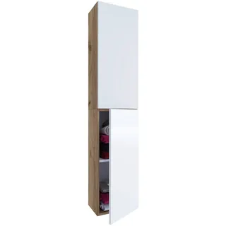 VCM Lendas Hochschrank 33 x 150 cm Weiß/Honig Holzwerkstoff