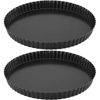 NAMYEUT 2 Stück 28 cm Tarteform mit Hebeboden, Groß Quicheform Antihaftbeschichtet Kohlenstoffstahl Tarteform, Tarte Backform für Quiche, Torte, Obstkuchen
