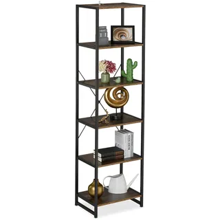 Relaxdays Standregal 50 x 35 x 180 cm Schwarz/Braun