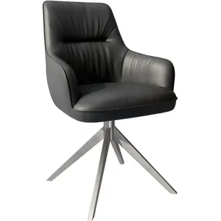 DeLife Esszimmerstuhl Zelia-Flex Leder schwarz