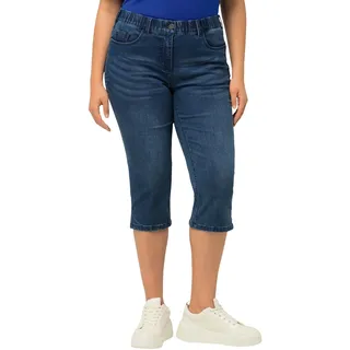 Ulla Popken Damen Capri Jeans Sarah, Schmale 5-pocket-form, Saumschlitz Freizeithose, Blue Denim, 38W / 32L EU