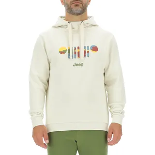 JEEP O102889-W497 J Herren Kapuzenpullover - Aufdruck Grille Baumrinde Camouflage Hintergrund J23W Birch White M