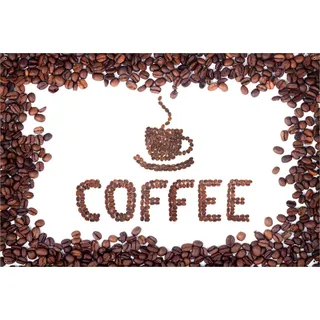 Wallario Outdoor-Poster für Garten oder Balkon, Motiv Kaffee Schrift aus Kaffeebohnen, in ca. 61 x 91,50 cm - Weiß
