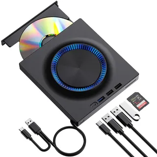 yaeonku ZELURXX Externes Blu-ray-Laufwerk, DVD/BD-Player, Lesen/Schreiben, Tragbarer UHD-DVD-Recorder, für Win 7/8/10/11/PC, Schwarz