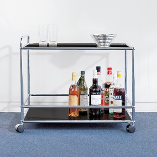 USM Servierwagen silber, Designer Prof. Fritz Haller, 66x78x53 cm