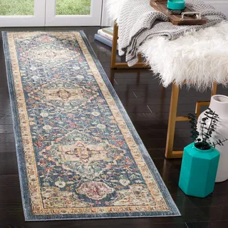 SAFAVIEH Traditionell Teppich für Wohnzimmer, Esszimmer, Schlafzimmer - Illusion Collection, Kurzer Flor, Blau und Lila, 69 X 244 cm