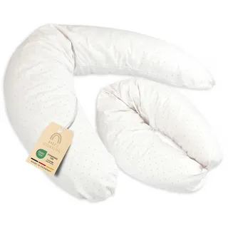 Baby's Stillkissen Seitenschläferkissen - Lagerungskissen Baby | OekoTex zertifiziertes Stillkissen mit Bezug - 190cm großes Schwangerschaftskissen für Baby & Erwachsene - 100% Bio-Baumwolle