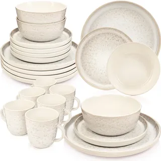 Sänger Kombiservice KEY West - 24 teilig aus Steingut , Creme , 24-teilig , Rund , 50x30x80 cm , kratzfest , Geschirr, Geschirrsets, Kombiservice
