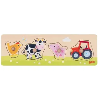 Goki Wooden Stud Puzzle On the Farm 4 pcs. Holz