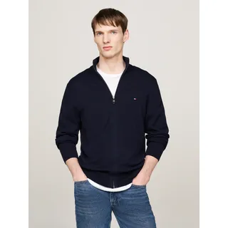 Cardigan TOMMY HILFIGER "PIMA ORG CTN CASHMERE ZIP THRU", Herren, Gr. XXXL (58), blau (desert sky), Strick, Obermaterial: 95% Baumwolle, 5% Kaschmir, Rippstrickbündchen, Strickjacken Cardigan