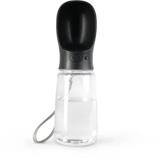 lionto Wasserflasche für Hunde und Katzen, 500ml, Hundetrinkflasche tragbar und auslaufsicher aus lebensmittelechtem ABS-Kunststoff mit Verriegelung, spülmaschinenfest, perfekt für Unterwegs, schwarz